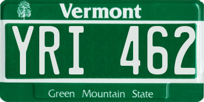 VT license plate YRI462