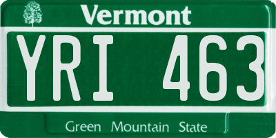 VT license plate YRI463