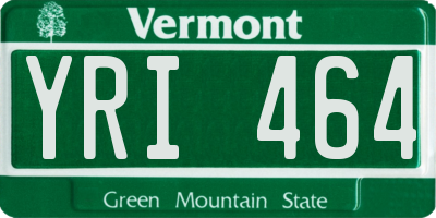 VT license plate YRI464