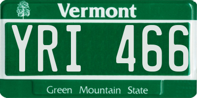 VT license plate YRI466