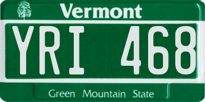 VT license plate YRI468