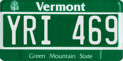 VT license plate YRI469