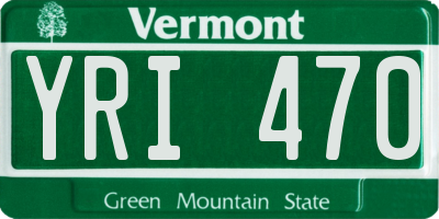 VT license plate YRI470
