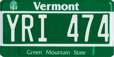 VT license plate YRI474