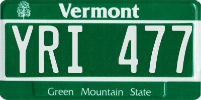 VT license plate YRI477