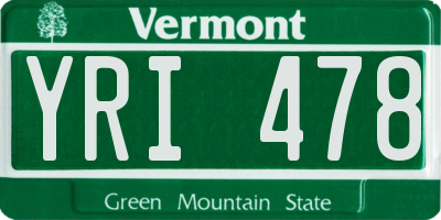 VT license plate YRI478