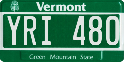 VT license plate YRI480