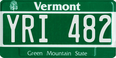 VT license plate YRI482