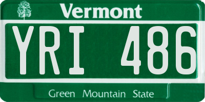 VT license plate YRI486