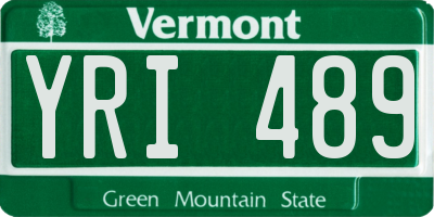 VT license plate YRI489