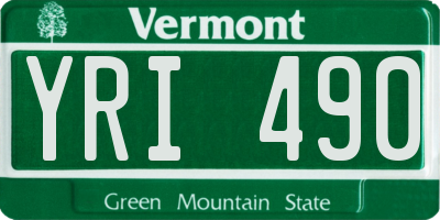 VT license plate YRI490