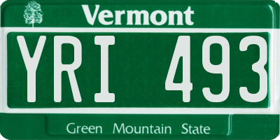 VT license plate YRI493