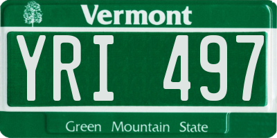 VT license plate YRI497