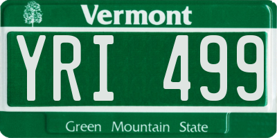 VT license plate YRI499