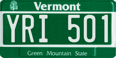 VT license plate YRI501