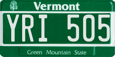 VT license plate YRI505