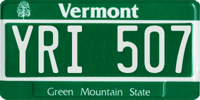 VT license plate YRI507
