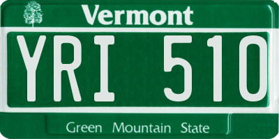 VT license plate YRI510