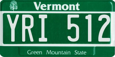 VT license plate YRI512