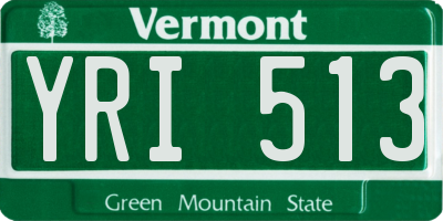 VT license plate YRI513