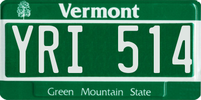 VT license plate YRI514
