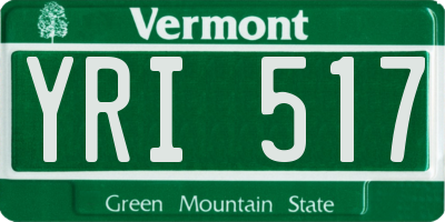 VT license plate YRI517