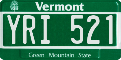 VT license plate YRI521