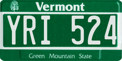 VT license plate YRI524