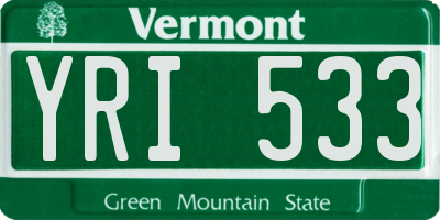 VT license plate YRI533