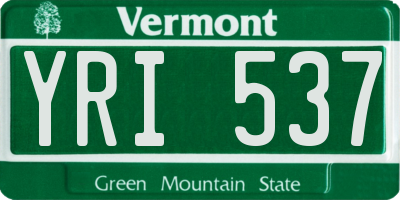 VT license plate YRI537
