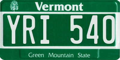 VT license plate YRI540