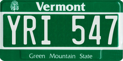 VT license plate YRI547