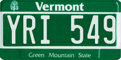 VT license plate YRI549