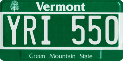 VT license plate YRI550