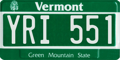 VT license plate YRI551