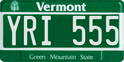 VT license plate YRI555