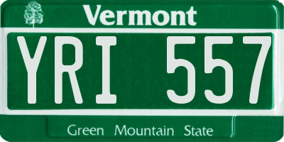 VT license plate YRI557