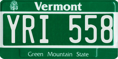 VT license plate YRI558
