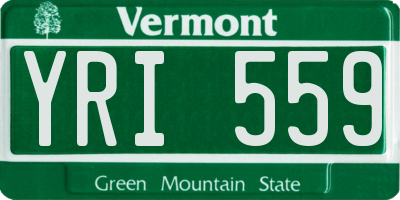 VT license plate YRI559