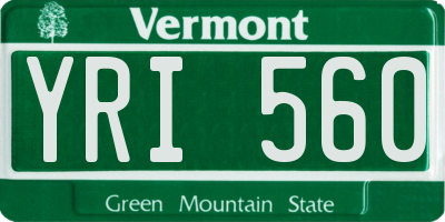 VT license plate YRI560
