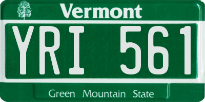VT license plate YRI561