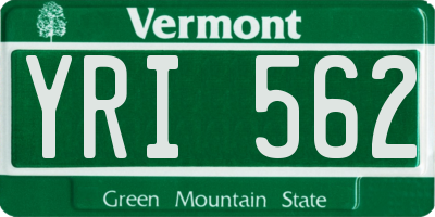 VT license plate YRI562
