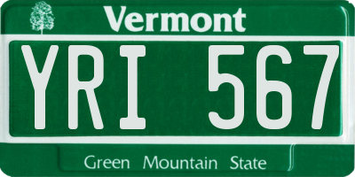 VT license plate YRI567