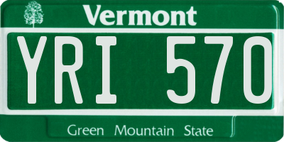 VT license plate YRI570