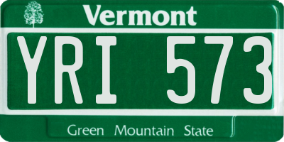 VT license plate YRI573