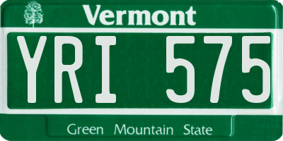 VT license plate YRI575