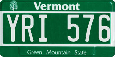 VT license plate YRI576