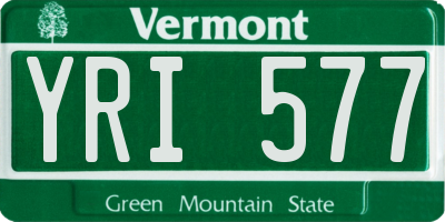 VT license plate YRI577