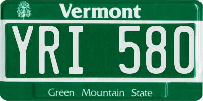 VT license plate YRI580