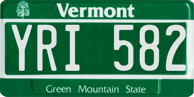 VT license plate YRI582